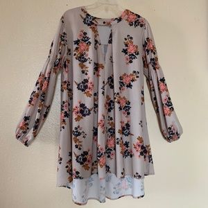 Floral Knee Length Grey Dress